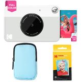 KODAK Printomatic Volledig in kleur Direct printen camera Starterbundel + Zachte Hoes + Zink 20pk fotopapier - Kleurrijke foto's op 2x3" zelfklevend papier - Grijs