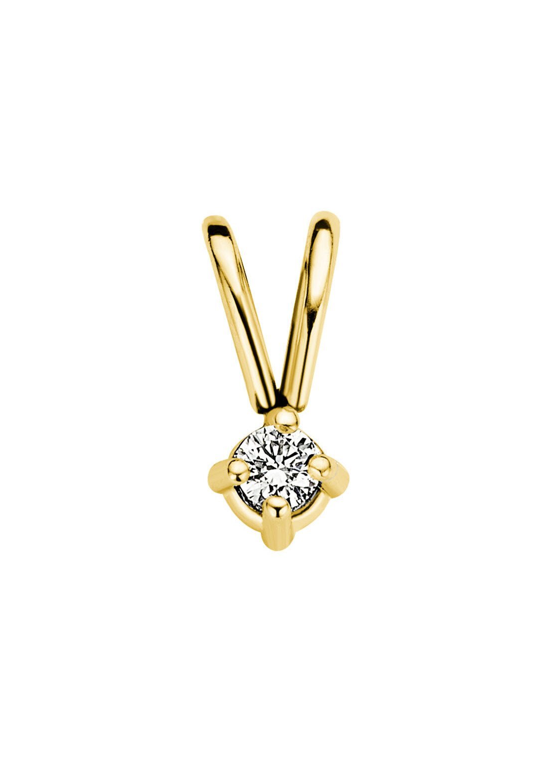 Diamond Point Geelgouden solitair groeibriljant hanger, 0.03 ct. 0.03 ct diamant Groeibriljant