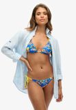 Superdry Triangelbikinitop met koordjes Dames Blauw Dolphin Ocean Gebloemd Mouwloos Halter