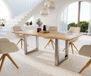 DELIFE Table à manger Edge Chêne naturel 200x100x2,5-3 acier inoxydable large Live-Edge