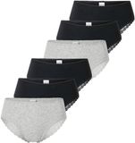 SCHIESSER Slip Set van 6 Vrouwen Zwart/grijs Effen Katoen/Elastaan
