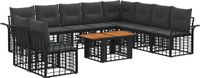 vidaXL Tuinbank Set Zwart en Donkergrijs Polyrattan
