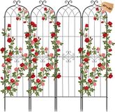 VEVOR Klimrek, 220x52,5cm, 4-Delige Set, metalen Klimrek met Poedercoating en Vergrendelingsmechanisme, Klimsteun, Tuinrek, Plantensteun voor Bloemen, Groenten en Rozen
