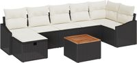vidaXL Tuinbank Set Zwart Poly Rattan 2 Zits