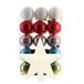 Boules de Noël 30x pc - coloré - 6 cm - avec étoile topper blanc - plastique