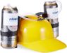 Relaxdays feest drinkhelm - voor 2 blikjes - met slang - voetbal & carnaval - feestartikel - geel