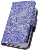 Best Cases Blauw Lace Design Booktype / Wallet / Case / Cover Hoes Samsung Galaxy Core LTE G386F