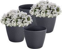 Prosperplast Plantenpot/bloempot Splofy - 4x - antraciet - kunststof - D13 x H11 cm