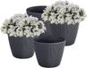 Prosperplast Plantenpot/bloempot Splofy - 4x - antraciet - kunststof - D13 x H11 cm