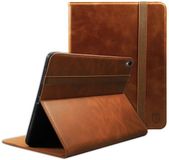 Rosso Deluxe Housse pour Samsung Galaxy Tab S11 | Étui à rabat Cuir véritable | Veille/Réveil | Support | Porte-stylo | Housse de protection Marron
