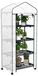 Serre d'extérieur - Serre de jardin - 4 étagères - Avec roulettes - Porte coulissante - Film PE imperméable - Cadre en acier - 69x50x165 cm - Blanc