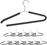 Merkloos Relaxdays kledinghangers - set van 12 stuks - antislip - broeken - metaal - schuim - zwart