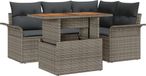 vidaXL Banc de jardin - Set - 5 places - Gris - Polyrattan