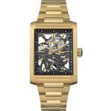 Ingersoll The Spur Mens 47mm analoge horloge met zwarte skelet wijzerplaat en gouden roestvrij stalen armband I17002
