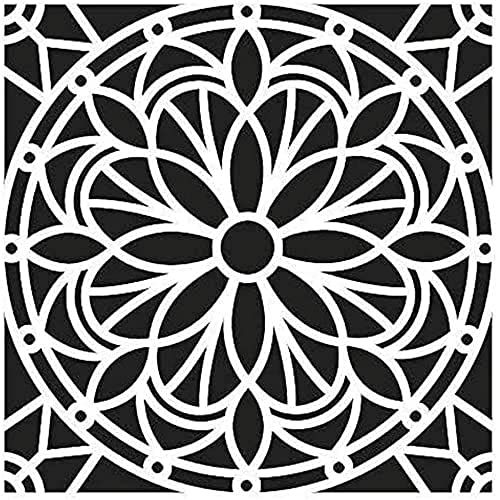 Artemio Mandala Stencil - Huisdecoratie - Kunststof - Zwart - 30,5 x 0,2 x 35 cm