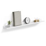 SONGMICS LWS46WT Wandrek, woonkamerdecoratie, glanzend, 10 x 110 cm, voor fotolijsten, boeken, woonkamer, slaapkamer, badkamer, keuken, kantoor, wit LWS46WT
