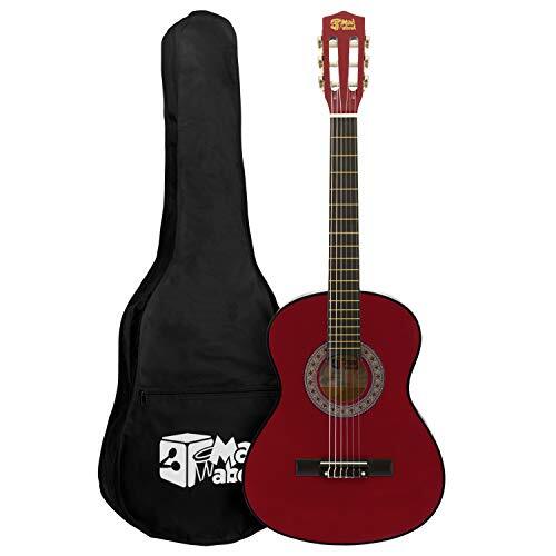 Mad About MA-CG01 Klassieke gitaar, 3/4 size rode klassieke gitaar - kleurrijke Spaanse gitaar met draagtas, riem, pick en reserve snaren - nu met 6 maanden gratis lessen inbegrepen