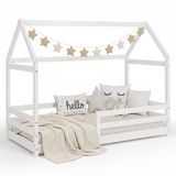Homestyle4u Kinderbed 80x160 cm - Huisbed - Vloerbed - Wit