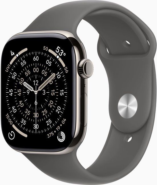 Apple Watch 11 - Wifi + 5G - 46mm - Natural Titanium Case with Stone Grey Sport Band - S/M