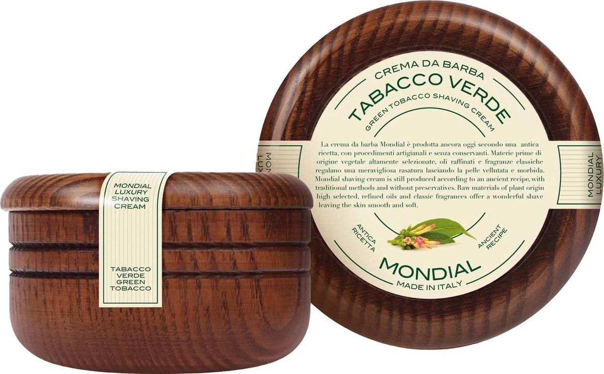 Mondial 1908 Mondial - Antica Barberia Scheercreme wooden bowl Mondial Tabacco Verde - 8021784054791