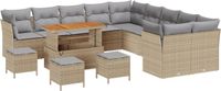 vidaXL Tuinbank Set Beige Polyrattan