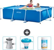 Intex Rechthoekig Frame Zwembad - 220 x 150 x 60 cm - Blauw - Inclusief Filterpomp