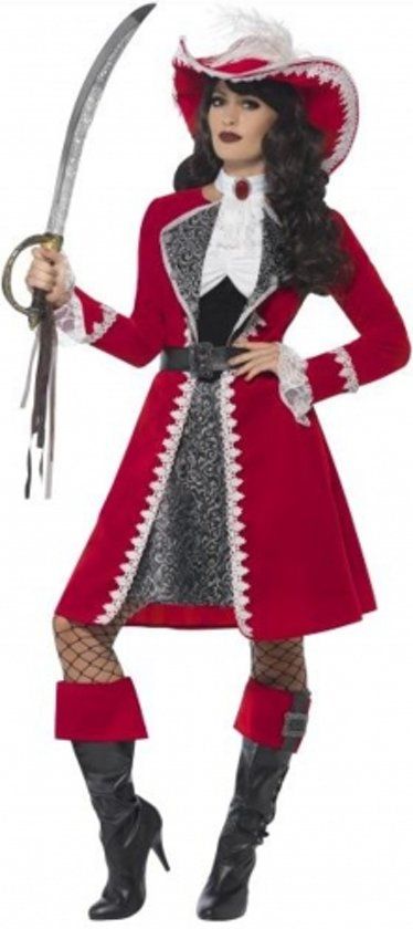 Generik Luxe Rode Kapitein Kostuum voor Vrouwen - 5020570098189