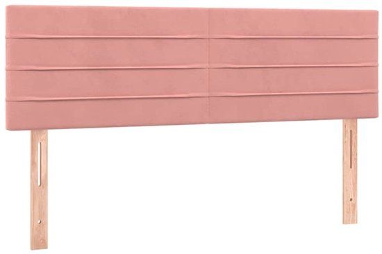 vidaXL Hoofdbord 144x5x78/88 cm fluweel roze