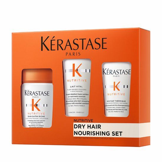 Kérastase Nutritive Discovery Mini Trio - Rijke shampoo, Voedende Conditioner & Hittebeschermende crème - Voor elk type droog haar - 205 ml