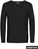 JACK&JONES - JJESPLIT NECK TEE LS NOOS - Heren - Polo's - Zwart - S