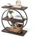 VEVOR table d'appoint, table d'appoint étroite à 3 niveaux avec étagères de rangement ouvertes, table de chevet moderne avec cadre rond en métal, table basse en bois pour salon, chambre ou bureau, brun rustique