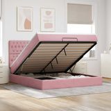 Prolenta Maison Exclusive - Ottomaans bedframe met matrassen, roze, 160x200 cm, fluweel
