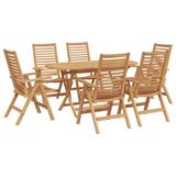 vidaXL Tuinset, 7-delig, bruin, massief teakhout
