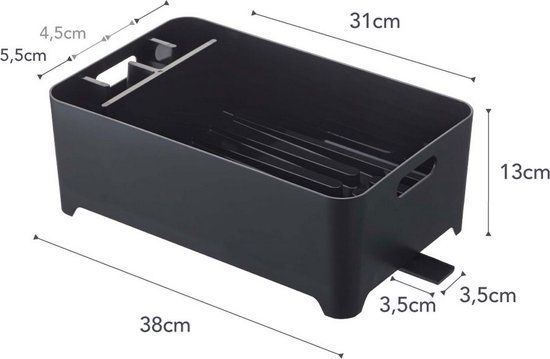 Yamazaki Brede afdruipbak met waterafvoer zwart