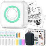 300 Agodeo Mini Printer - 300 DPI - Pocket Printer - Fotoprinter voor Mobiel - Mini Printer Incl. 1 Harde Etui + 13 Rollen Papier (Sticker, Normaal, Kleur) + 5 Pennen - Pocket Printer Smartphone - Sticker Printer - Fotoprinter Mobiel
