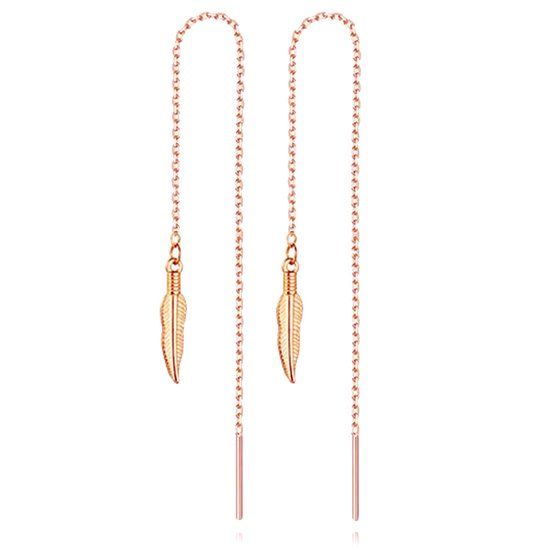 Cilla Jewels Lookinggoodtoday Ketting Oorhangers Dames met Blad rose kleurig van Edelstaal