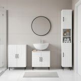 Maison Exclusive Ensemble de meubles de salle de bain exclusif - Système de 3 pièces HAARLEM, finition blanche laquée