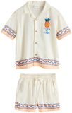 Next Jongens Set met overhemd met korte mouwen en reverskraag en korte broek - Ecru Fruta de Cuba Print