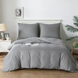 Good Nite Beddengoedset 3-delig Geborsteld - Superzacht Dekbedovertrek 240 x 220 cm en Kussensloop 2x 80 x 80 cm - Grijs