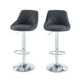 Set van 2 barkrukken mat van PU zwart met metalen voet, zwart