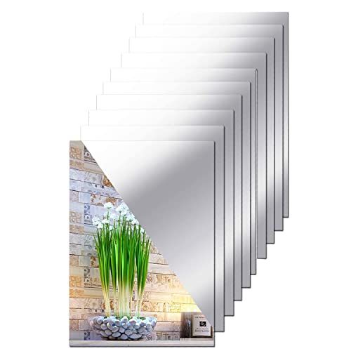 DRERIO Zelfklevende spiegel - 10 stuks - Spiegeltegels - Zelfklevende spiegelbladen - Flexibele spiegelfolie - Zelfklevend - Acryl - Wanddecoratie - Decoratieve spiegel - Frameloze wandspiegel