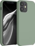 kwmobile telefoonhoesje geschikt voor Apple iPhone 12 mini - Hoesje met siliconen coating - Smartphone case in grijsgroen