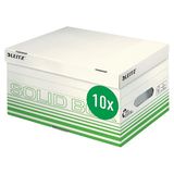 Leitz Solid Box 61170050 Opberg- en transportdoos, maat S, voor mappen, tijdschriften, transportbox met klapdeksel, opvouwbaar karton, 100% geribbeld gerecycled karton, 10 stuks, groen