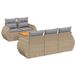 vidaXL 6-delige Loungeset met kussens, polyrattan, beige