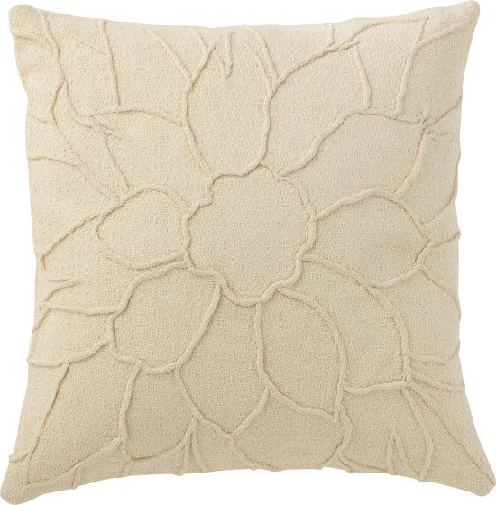 J-Line Bloem Kussen - Wit - 43 cm - Polyester