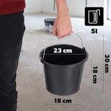 KADAX Bouwemmer Kunststof 5L Zwart