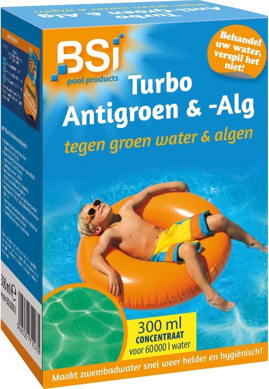 BSI Anti-groen & alg - Maak groen en vuil water weer helder en hygiënisch - Zwembad - Spa - 300 ml voor 60 000 l