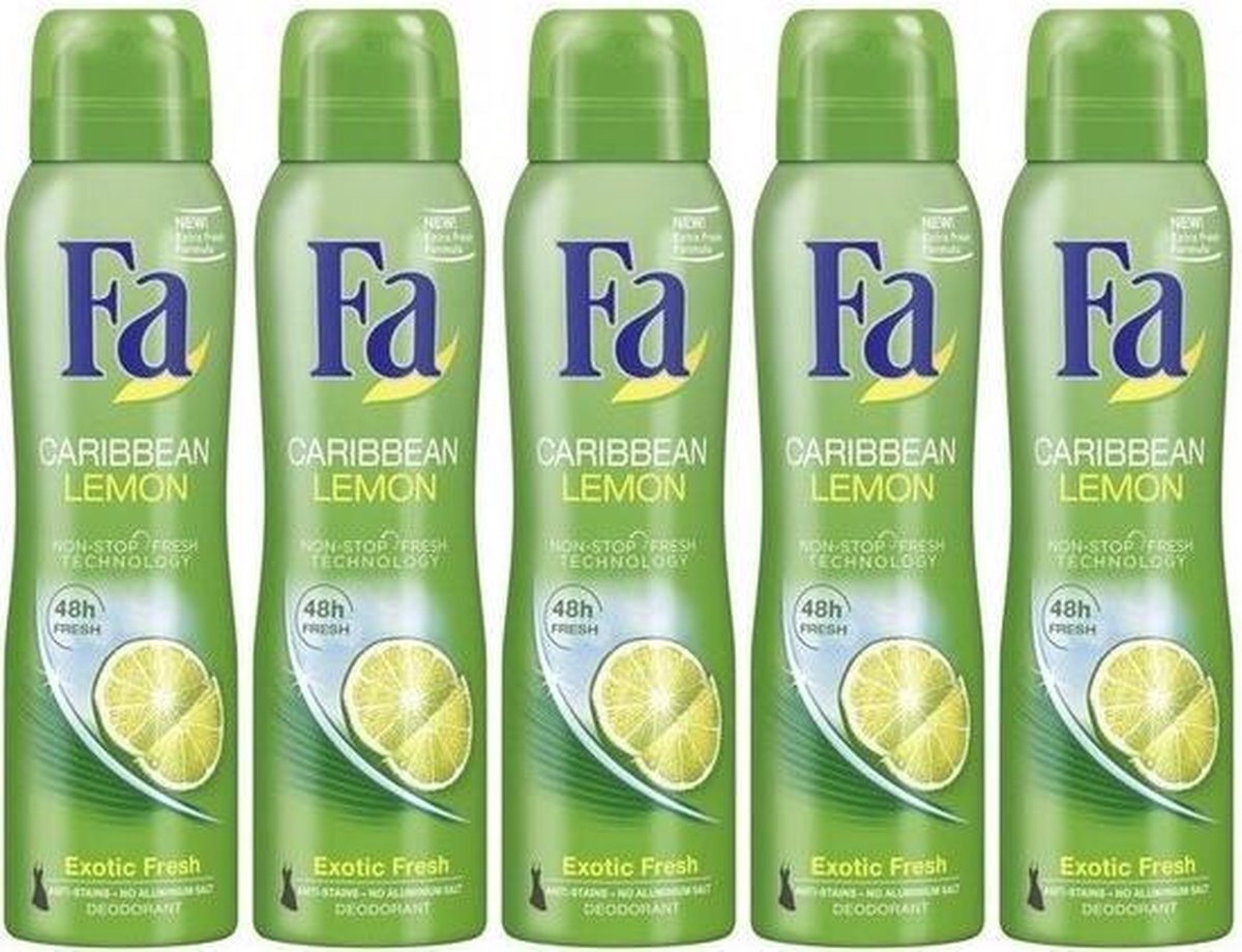 Fa Deodorant - Caribbean Lemon Spray 150 ml - Multipak 5 stuks