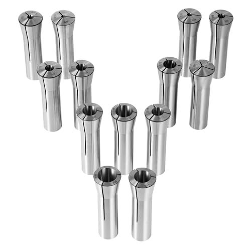 VEVOR 13-Piece Precision R8 Collet Set, 1/8"-7/8", 45# Alloy Steel Mill Collet Chuck 0"/30μm TIR with 13 Labeled Storage Boxes, for Milling Machine Drill Presses Boring Machine Machining Center