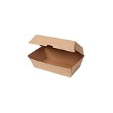 GREENBOX Take Away Kraftkartonnen dozen, robuuste fast food dozen met hoog klapdeksel, snackbox van kraftkarton, stabiele to-go-verpakking, bruin, 21,4 x 11,4 x 8,5 cm, biologisch afbreekbaar, 50